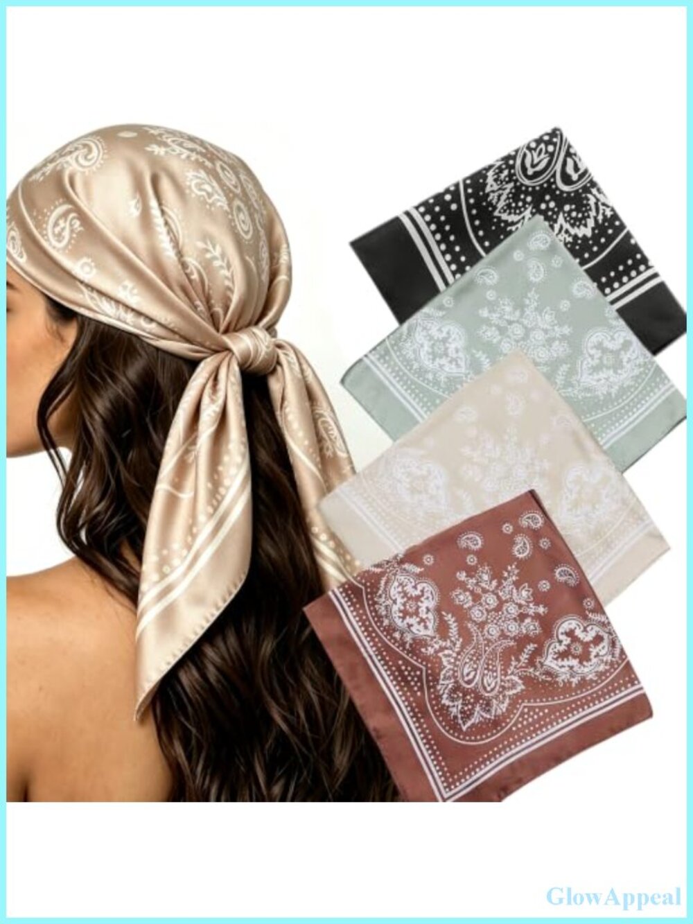Silk Satin Scarf Set for Women Paisley Bandana Hair Neck Scarf